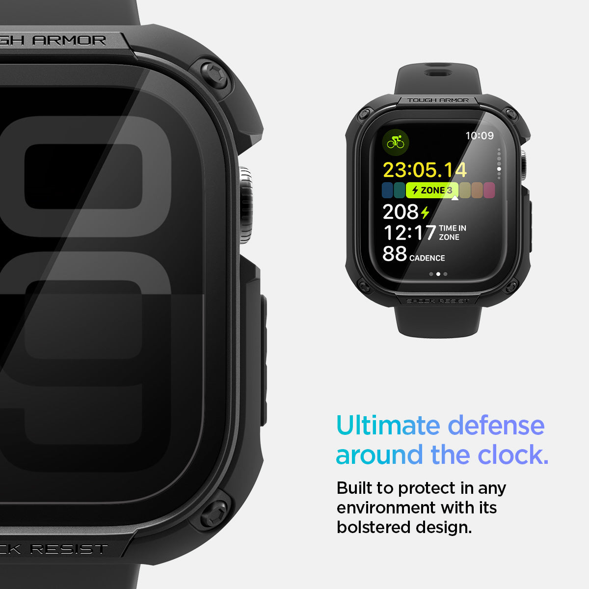 ACS08603 - Apple Watch 10 (46mm) Case Tough Armor in Black built to protect in any environment with its bolstered design. Write down Ultimate defense around the clock.