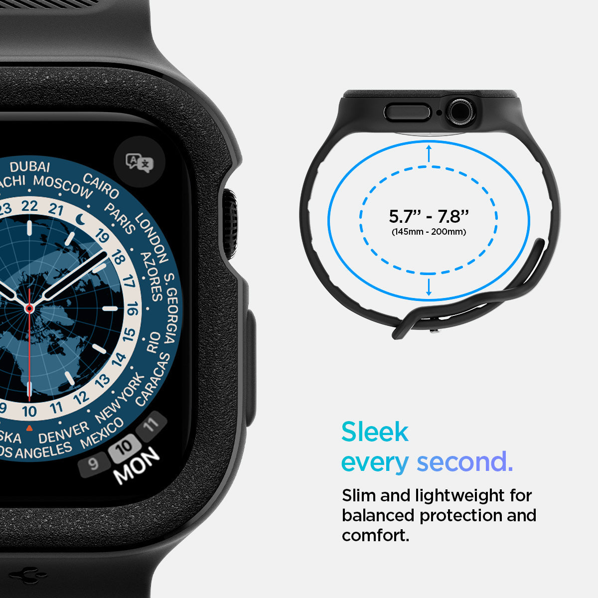 ACS09391 - Apple Watch 10 (46mm) Case Vault Pro in Matte Black slim and lightweight for balanced protection and comfort.