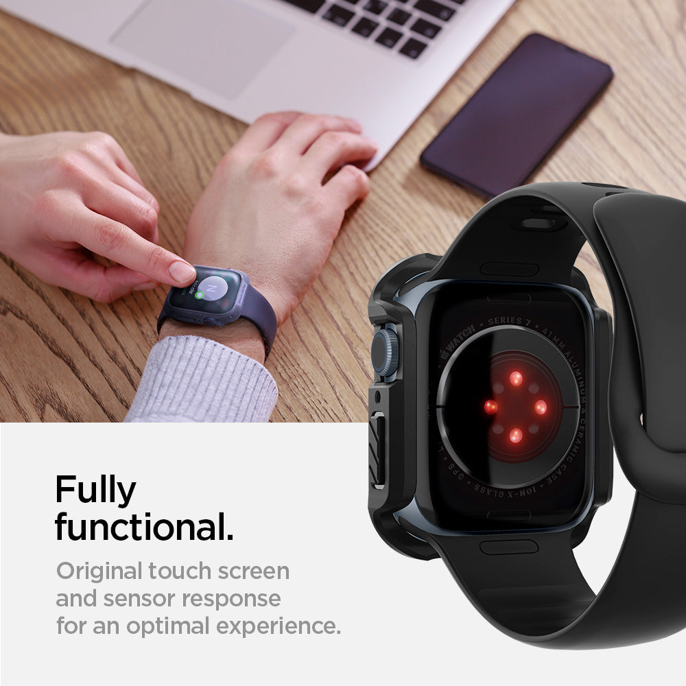 ACS04191 - Apple Watch Series (41mm) Case Tough Armor in black original touch screen and sensor response for an optimal experience with fully functional.