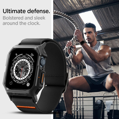 ACS07103 - Apple Watch (45mm) Lite Fit Pro in Matte Black showing the ultimate defense. Bolstered and sleek around the clock