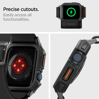 ACS07103 - Apple Watch (45mm) Lite Fit Pro in Matte Black showing the precise cutouts. Easily access all functionalities
