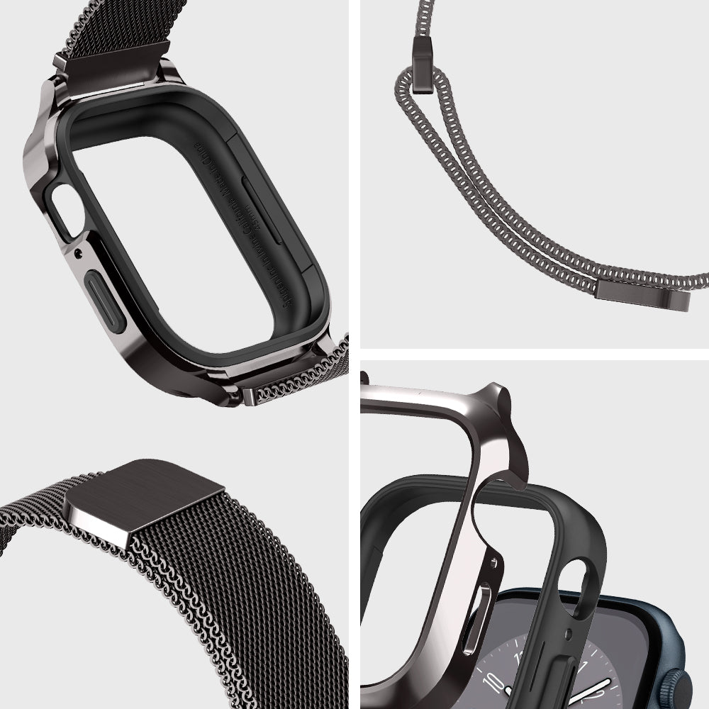 ACS04585 - Apple Watch Series (Apple Watch (45mm) Case Metal Fit Pro in graphite showing the different angles