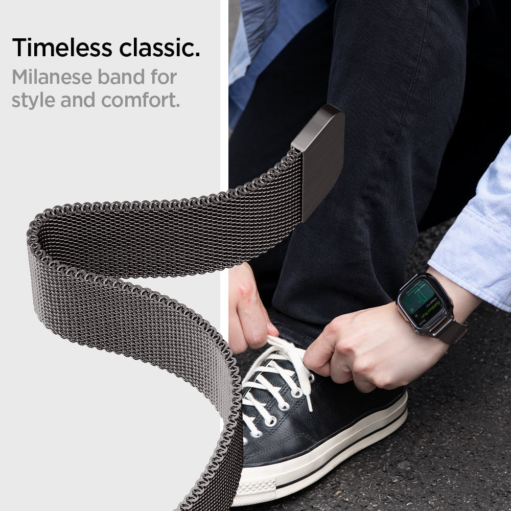 ACS04587 - Apple Watch (41mm) Metal Fit Pro in Graphite showing the timeless classic. Milanese band for style and comfort