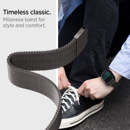 ACS04587 - Apple Watch (41mm) Metal Fit Pro in Graphite showing the timeless classic. Milanese band for style and comfort