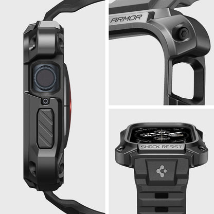 ACS05237 - Apple Watch Series (45mm) Case Tough Armor Pro Metal in black showing the different angles