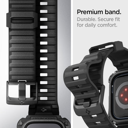 ACS05237 - Apple Watch Series (45mm) Case Tough Armor Pro Metal in black showing the premium band. Durable. Secure fit for daily comfort
