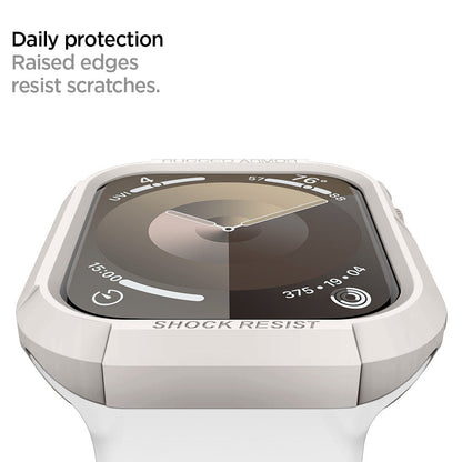 ACS07379 - Apple Watch (45mm) Rugged Armor in Dune Beige shows daily protection raised edges resist scratches.