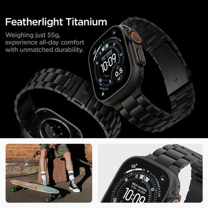 AMP11577 - Apple Watch Series - Modern Fit Titanium Black lightweight titanium band weighs 55g and features a durable linked construction.