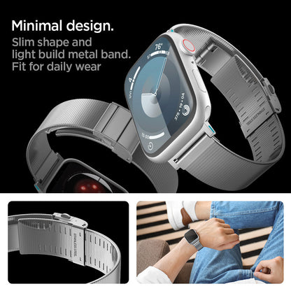 AMP07224 - Apple Watch (49mm) Sleek Link in Silver slim shape and light build metal band. fit for daily wear. Minimal design