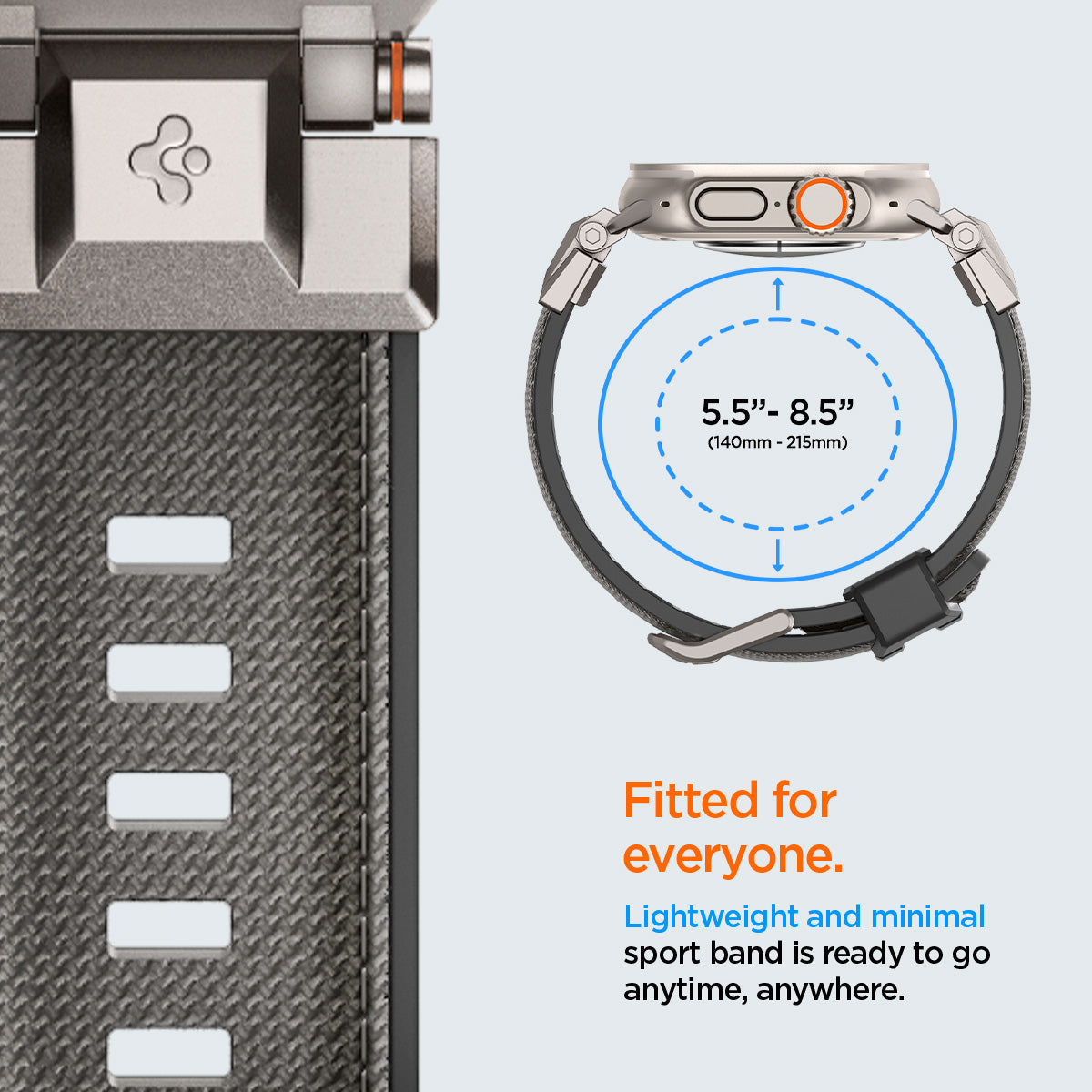AMP09104 - Apple Watch Ultra (49mm) DuraPro Armor in Gray lightweight and minimal sport band is ready to go anytime, anywhere.