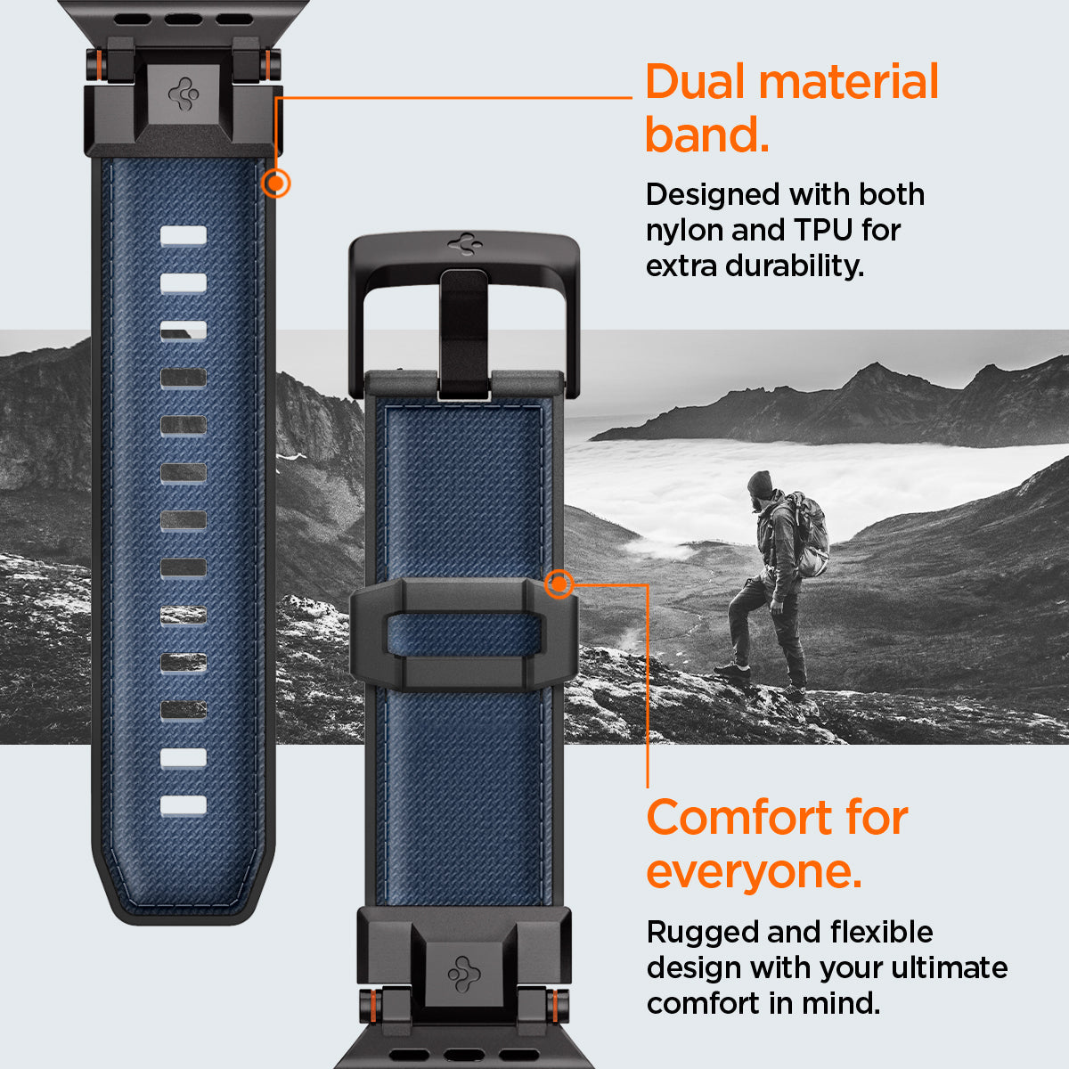 AMP09103 - Apple Watch Ultra (49mm) DuraPro Armor in Navy Blue designed with both PU and TPU for extra durability. Rugged and flexible design with your ultimate comfort in mind.