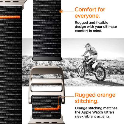 AMP05981 - Apple Watch (45mm) DuraPro Flex Ultra in Black rugged and flexible design with your ultimate comfort in mind. Orange stitching matched the Apple Watch Ultra's sleek vibrant accents.