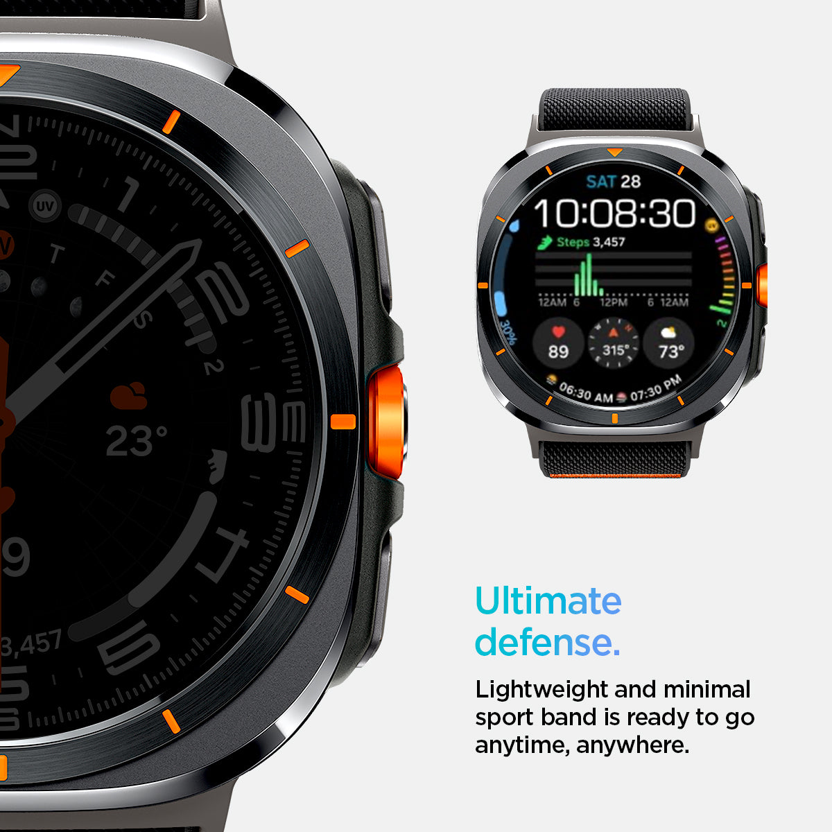 AMP08772 - Galaxy Watch Ultra (47mm) Lite Fit Band in Black ultimate defense. lightweight and minimal sport band is ready to go anytime, anywhere.