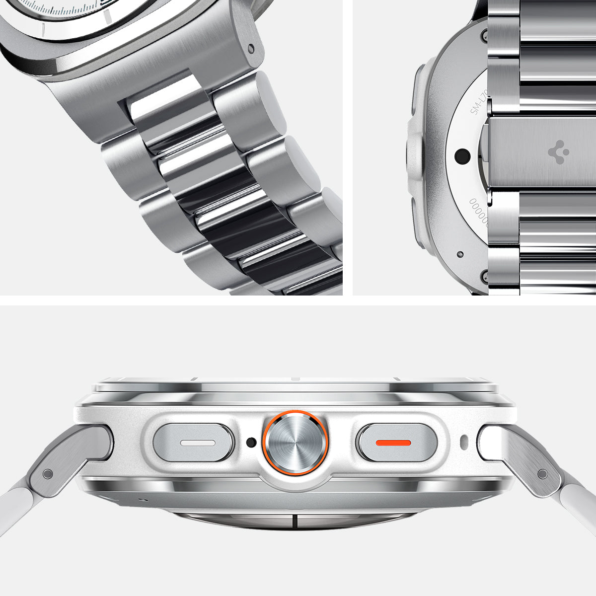 AMP08823 - Watch Ultra (47mm) Modern Fit 316L Band in Silver showing side and detail.