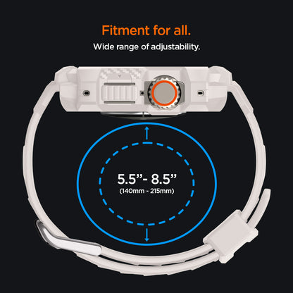 ACS07388 - Apple Watch (49mm) Rugged Armor Pro in Dune Beige fitment for all, wide range (140mm-215mm) of adjustability.