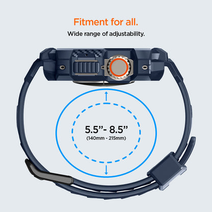 ACS07389 - Apple Watch (49mm) Rugged Armor Pro in Navy Blue fitment for all, wide range (140mm-215mm) of adjustability.