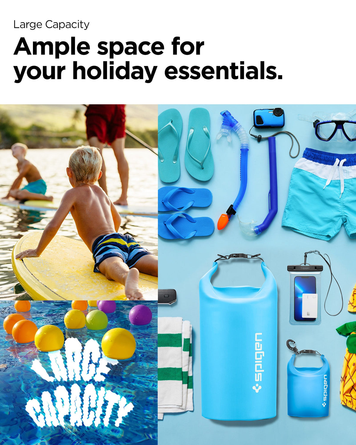 AMP06024 - AquaShield Waterproof Bag A630 in blue showing the large capacity of bag
