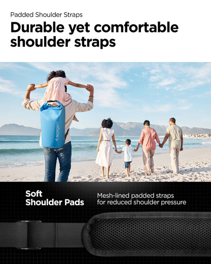 AMP07229 - AquaShield Waterproof Bag A631 in Sea Blue showing the padded shoulder straps, durable yet comfortable shoulder straps, with mesh-lined padded strap for reduced shoulder pressure