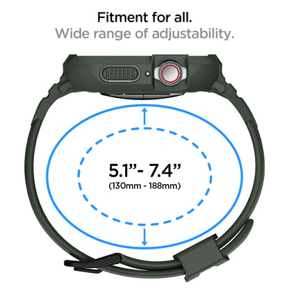 ACS00547 - Apple Watch Series (Apple Watch (41mm)) Case Rugged Armor Pro in military green fitment for all, wide range (130mm-188mm) of adjustability.