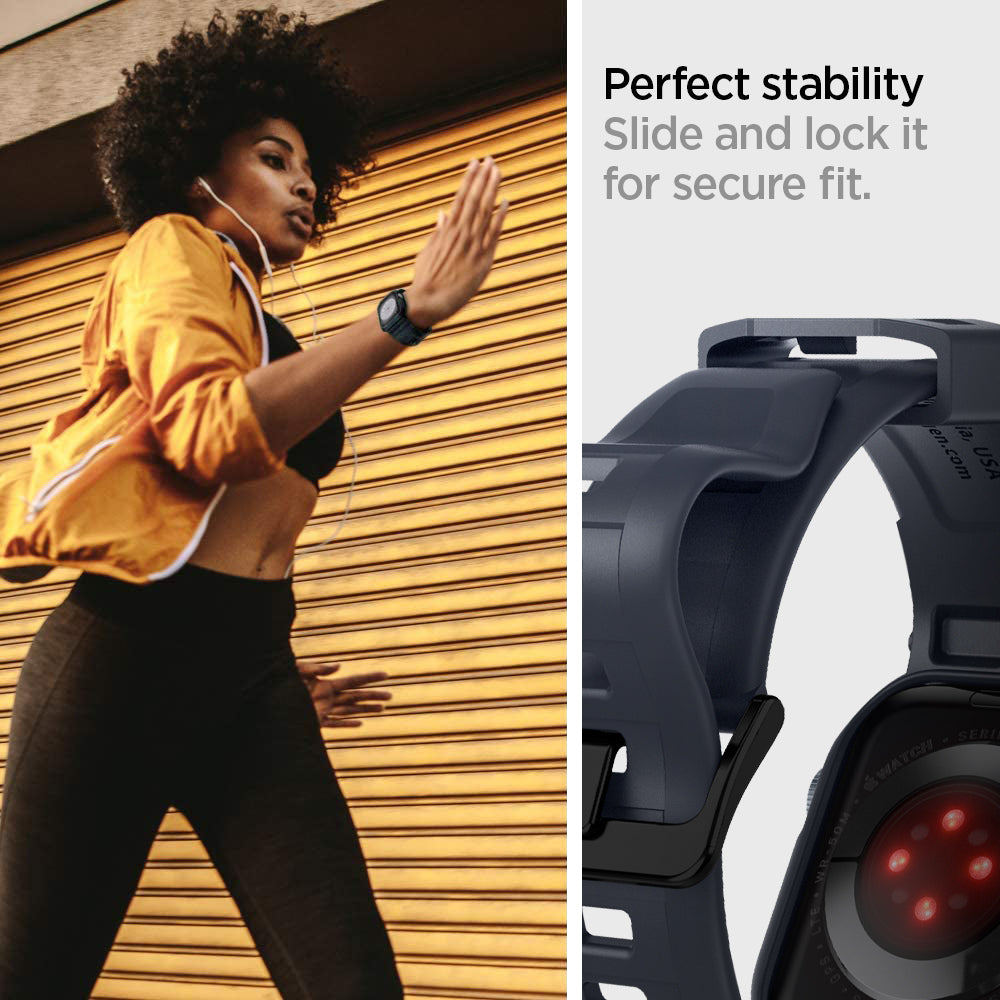 ACS00819 - Apple Watch Series (Apple Watch (45mm)) Case Rugged Armor Pro in charcoal gray perfect stability slide and lock it for secure fit.