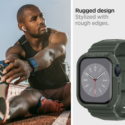 062CS26016 - Apple Watch Series (Apple Watch (45mm)) Case Rugged Armor Pro in military green rugged design stylized with rough edges.