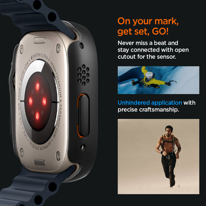 ACS05558 - Apple Watch Ultra (Apple Watch (49mm)) Case Thin Fit 360 in black never miss a beat and stay connected with open cutout for the sensor. On your mark, get set GO! Unhindered application with precise craftsmanship.