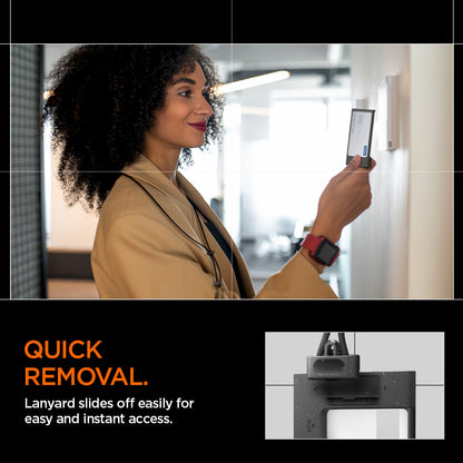 AFA08860 - Badge Holder MagSlide in Black showing the quick removal, lanyard slides off easily for easy and instant access