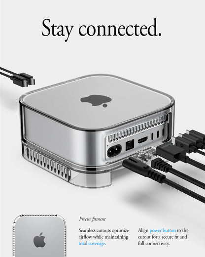 ACS09210 - Apple Mac Mini Stand | Ultra Hybrid in Crystal Clear showing stay connected