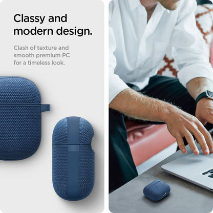 ASD02128 - Apple AirPods 3 Case Urban Fit in navy blue showing the classy and modern design. Clash of texture and smooth premium PC for a timeless look
