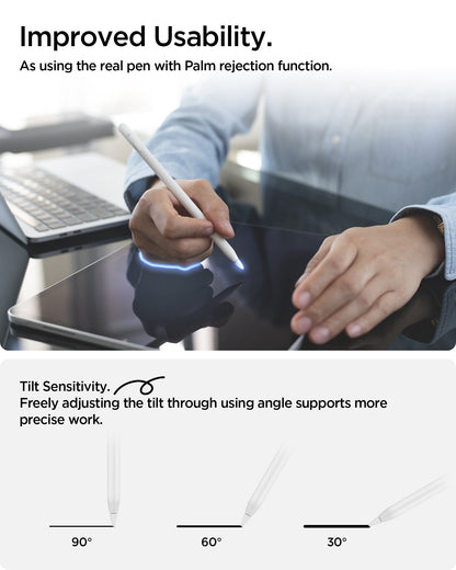 APP07858 - Apple Stylus Pen | DA12 White showing improved usability. As using the real pen with palm rejection function