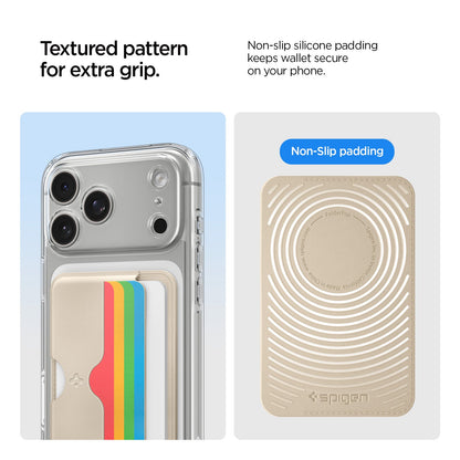 AFA07232 - MagSafe Card Holder Folder Pop (Mag Fit) in Rainbow showing the texture pattern for extra grip. Non-slip silicone padding keeps wallet secure on your phone