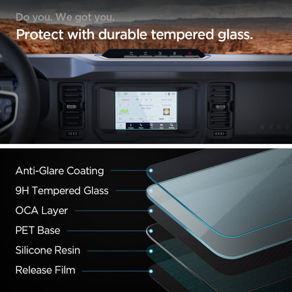 AGL04569 - Ford Bronco 8" Screen Protector GLAS.tR SLIM Anti-Glare showing do you. we got you. protect with durable tempered glass.