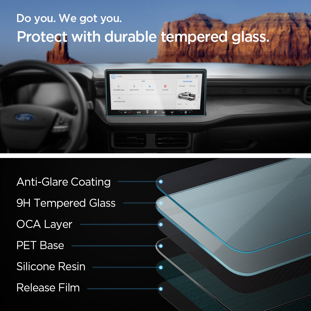 AGL10512 - Screen Protector GLAS.tR SLIM | Anti-Glare Ford Maverick 13.2-inch showing do you. we got you. protect with durable tempered glass.
