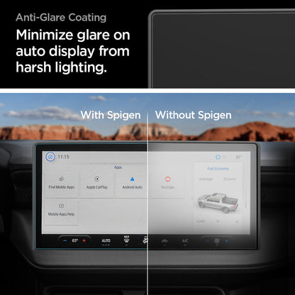AGL10512 - Screen Protector GLAS.tR SLIM | Anti-Glare Ford Maverick 13.2-inch showing anti glare coating. minimize glare on auto display from harsh lighting