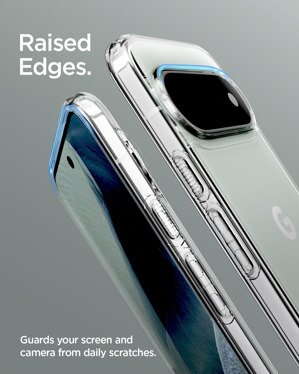 ACS11430 - Pixel 11 Pro Ultra Hybrid Crystal Clear Raised edges around the screen and camera help protect Pixel 11 Pro from everyday scratches and surface contact.