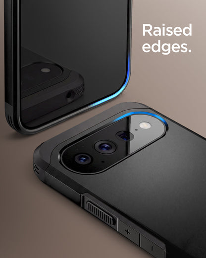 ACS11443 - Pixel 11 Tough Armor (Mag Fit) Black close up highlighting the raised edges around the display and camera.