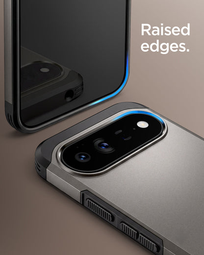 ACS11860 - Pixel 11 Pro Tough Armor (Mag Fit) Gunmetal close up highlighting the raised edges around the display and camera.