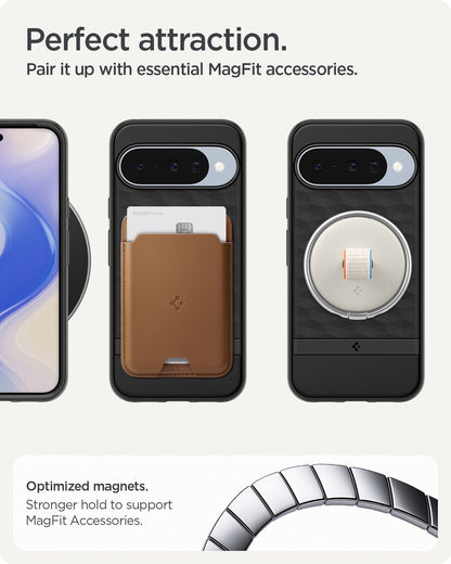ACS09708 - Pixel 10 Pixel 10 Pro in black showing the perfect attraction. Pair it up with essential MagFit accessories. Optimized magnets. Stronger hold to support MagFit accessories.
