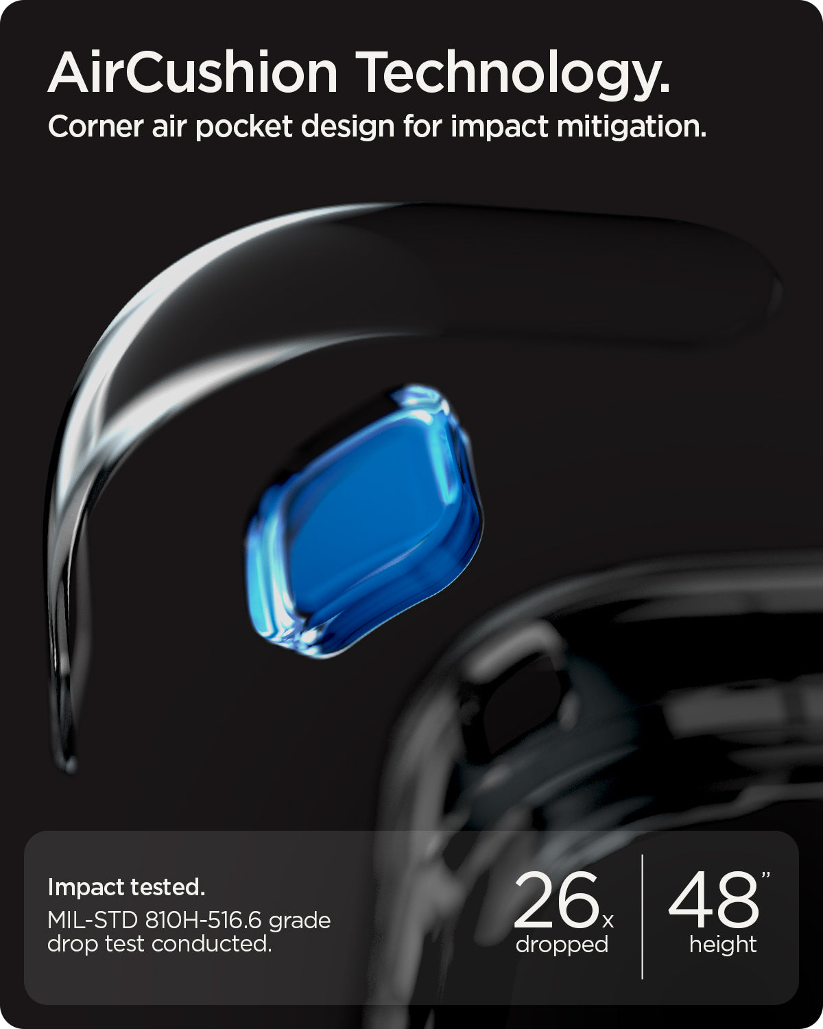 ACS09732 - Pixel 10 Pro XL Case Parallax (MagFit) in sage green showing the AirCushion Technology. Corner air pocket design for impact mitigation. Impact tested with 26x dropped at 48" height.