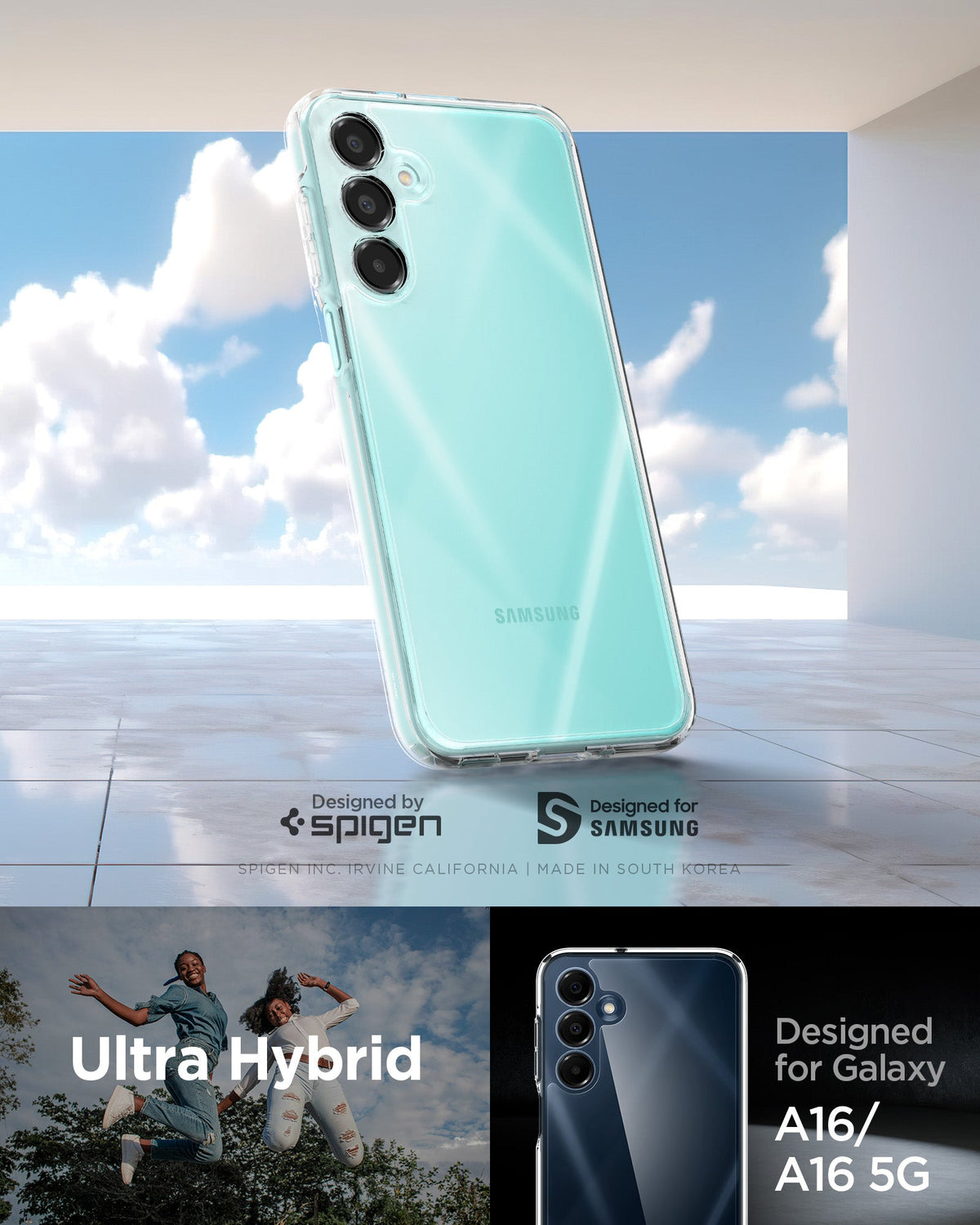ACS08890 - Galaxy A16 5G Case Ultra Hybrid in Crystal Clear designed by spigen. Ultra hybrid. Designed for Samsung.