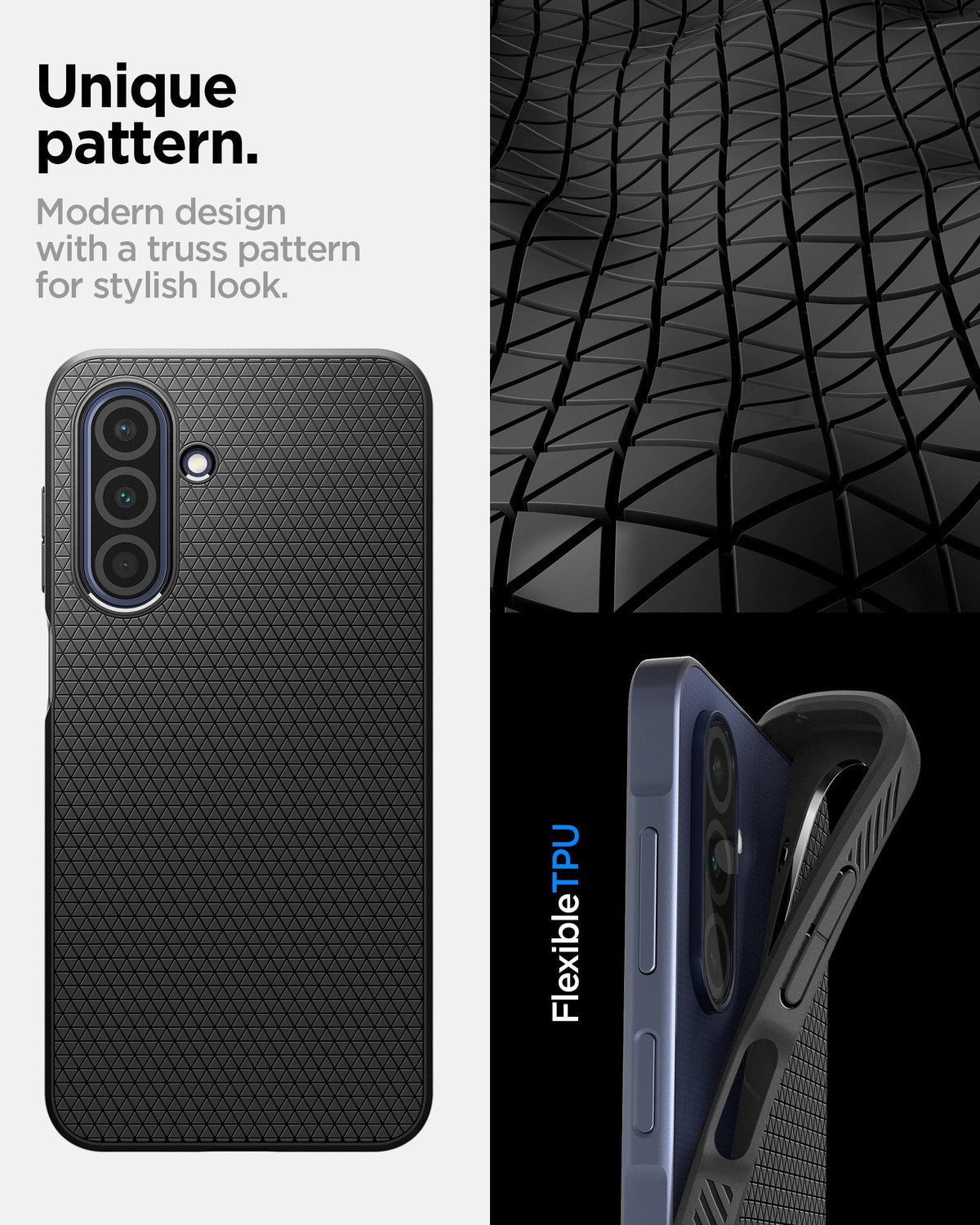 ACS09290 - Galaxy A26 5G Case Liquid Air in Matte Black unique pattern. modern design with a truss pattern for stylish look.