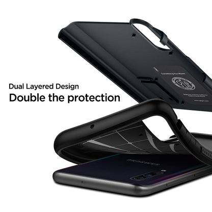 611CS26021 - Galaxy A50 Case Slim Armor in Metal Slate showing the dual layered design. Double the protection