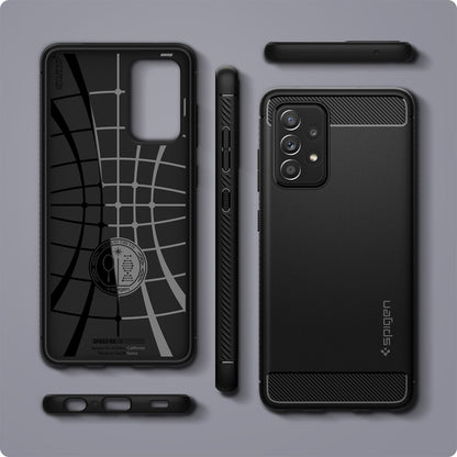 ACS02315 - Galaxy A52 Case Rugged Armor in Matte Black showing the back, inner, side, top and bottom