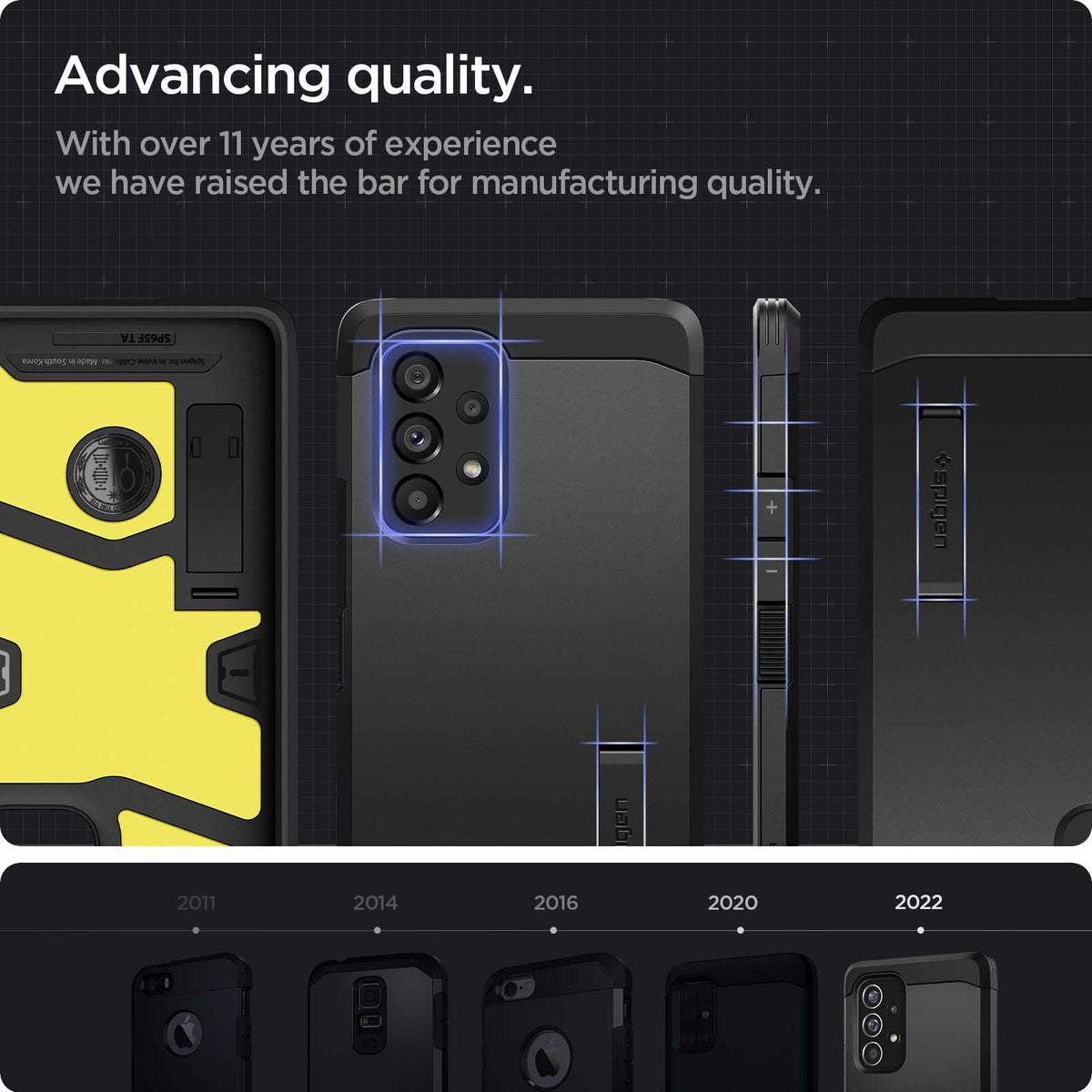 ACS04255 - Galaxy A53 5G Case Tough Armor in Black showing the advancing quality. With over 11 years of experience we have raised the bar for manufacturing quality