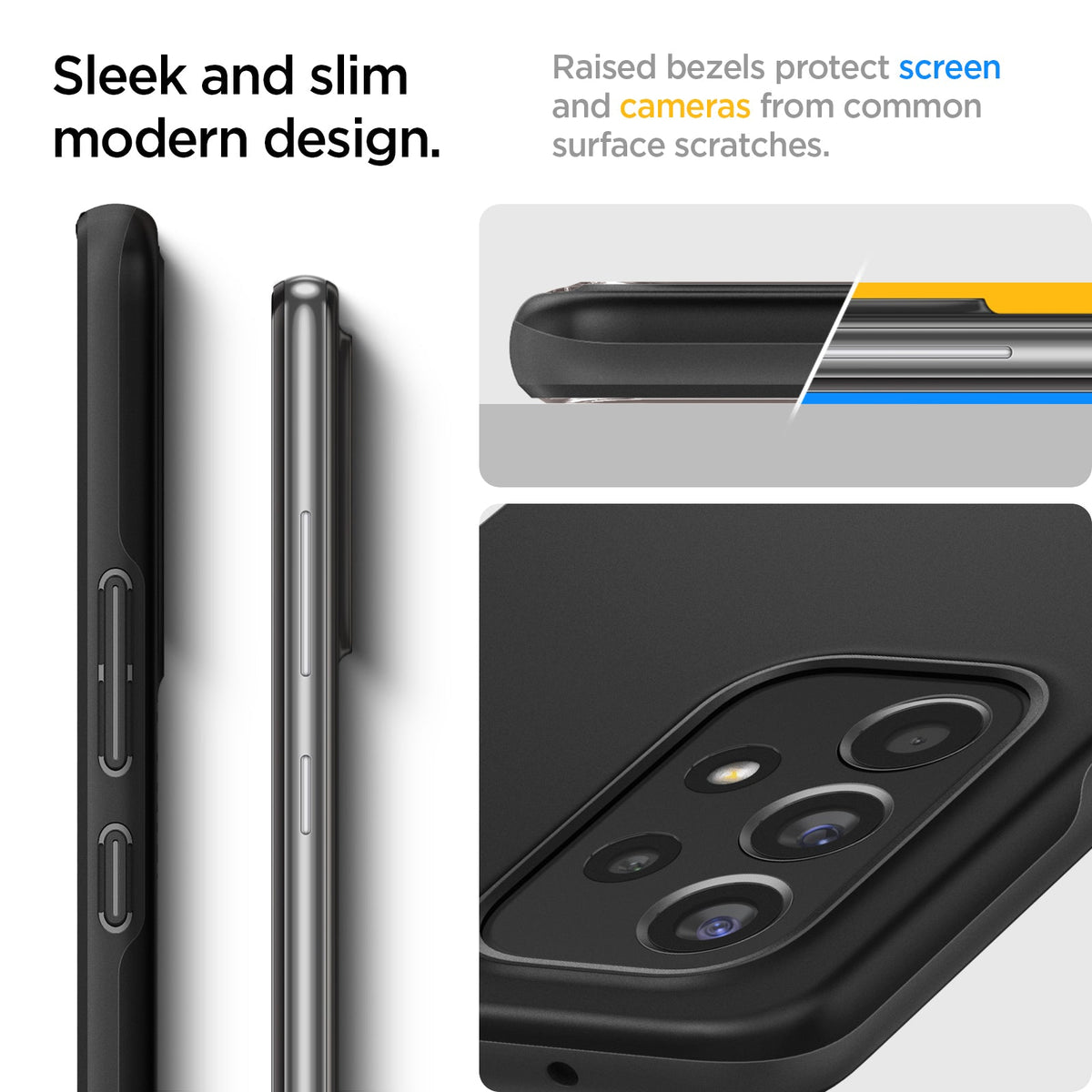 ACS04257 - Galaxy A53 5G Case Thin Fit in Black sleek and slim modern design. Raised bezels protect screen and cameras from common surface scratches.