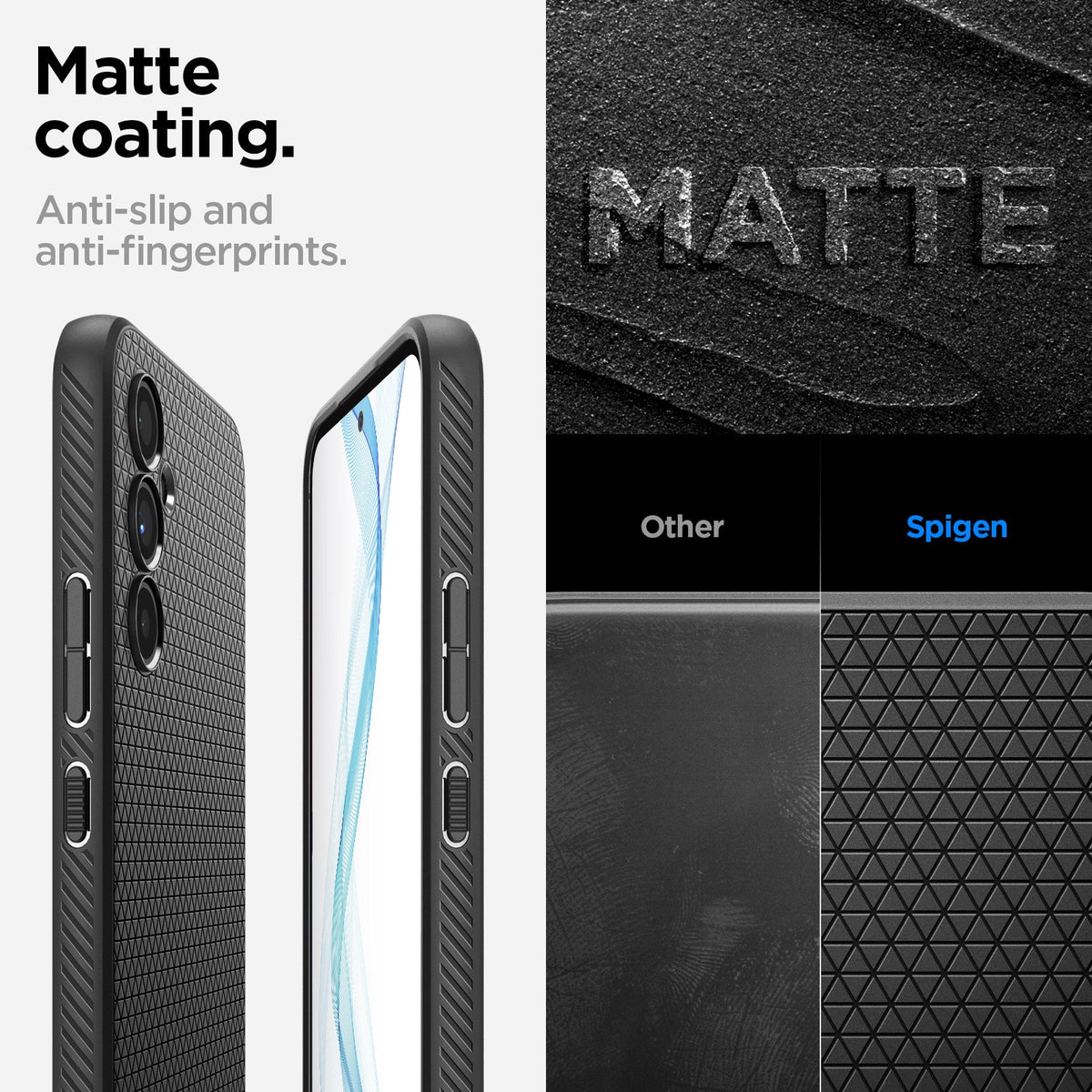 ACS05885 - Galaxy A54 5G Case Liquid Air in Matte Black matte coating. Anti slip and anti fingerprints.