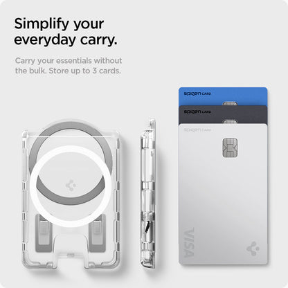 AFA09207 - Galaxy S25 Series Ultra Hybrid MagFit+ Wallet (MagFit) in Crystal Clear showing how to simply carry your essentials without the bulk. Can store up to 3 cards