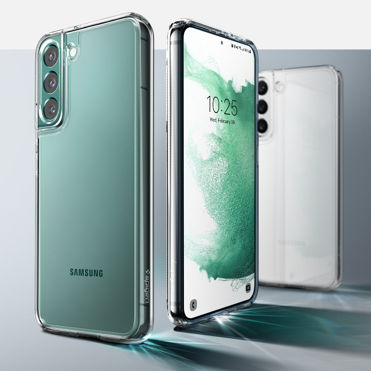 ACS03988 - Galaxy S22 5G Case Ultra Hybrid in crystal clear showing back and front.