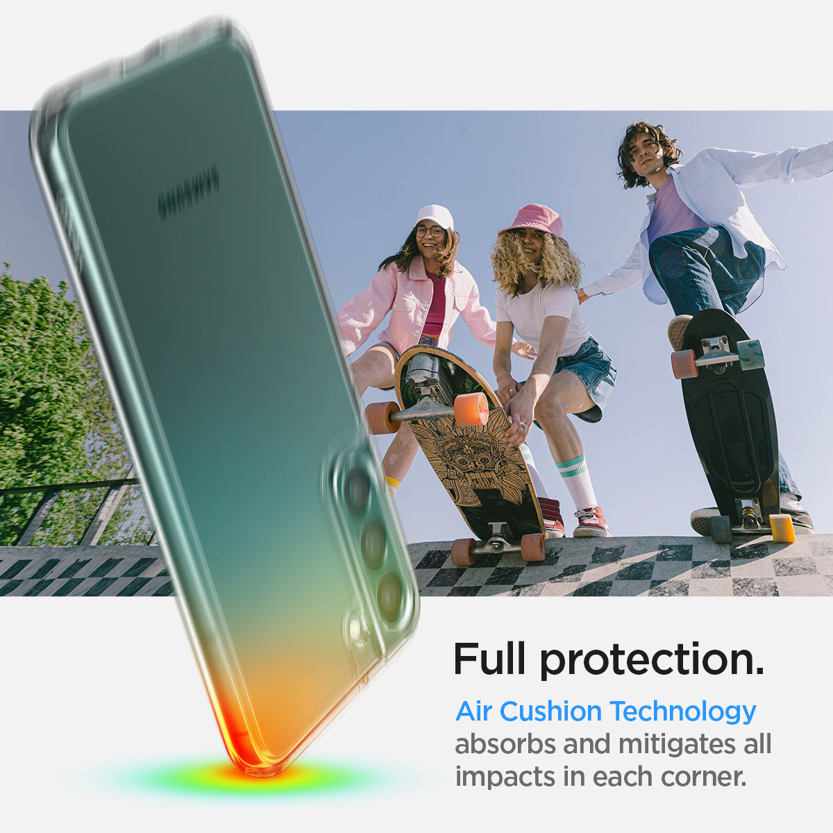 ACS03988 - Galaxy S22 5G Case Ultra Hybrid in crystal clear full protection. Air cushion technology absorbs and mitigates all impacts in each corner.