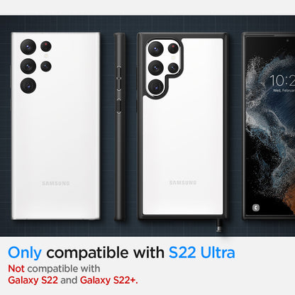 ACS03919 - Galaxy S22 Ultra 5G Case Ultra Hybrid in matte black only compatible with s22 ultra. not compatible with galaxy s22 and galaxy s22+.